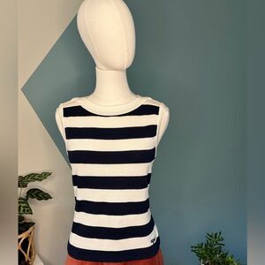 Vintage 90s Y2K St. John Sport by Marie Gray Navy Striped Knit Tank Top Size SP
